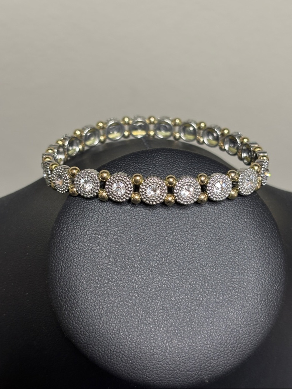 Two Tone Clear Rhinestone Stretch Bracelet Dainty Classy